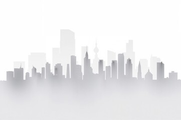 Naklejka premium Silhouetted urban skyline against a white background for travel and tourism concepts