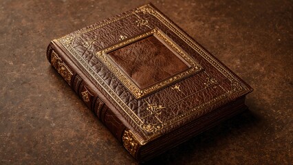 Leather-bound book with a golden border