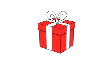 A bright red gift box with a crisp ribbon for holiday celebrations and special occasions design on transparent background