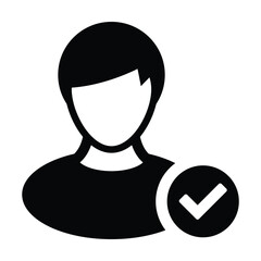Trusted Profile Icon - Solid Black Glyph for Admin & Account Verification in Glyph Style Illustration