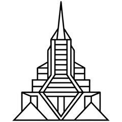 Futuristic Skyscraper Tower line art vector