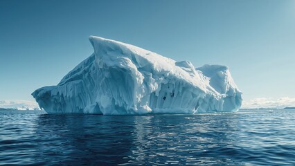 Glacier shelf featuring a floating iceberg in polar region