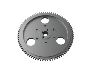High-Resolution 3D Render of a Grey Metal Mechanical Gear: Essential Power Transmission Part with Intricate Design for Advanced Industrial Systems, Engineering, Modern Manufacturing Technology.