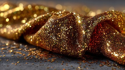 Shiny golden glitter fabric high resolution image
