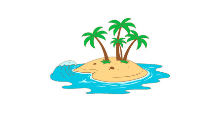 Tropical island paradise with palm trees and ocean waves summer vacation destination travel adventure on transparent background