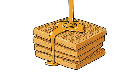 Delicious waffles with syrup stack breakfast food sweet dessert tasty treat golden brown breakfast waffles on transparent background