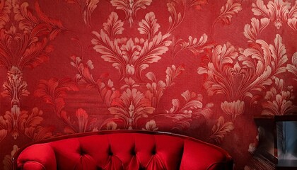 vintage red flock wallpaper with damask pattern red damask stylish home decor
