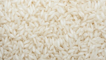 Grains of uncooked rice loosely spread out