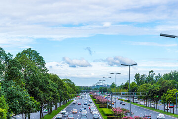 Fototapeta premium The traffic road landscape of the fifth section of the South Third Ring Road in Chengdu, Sichuan Province, China