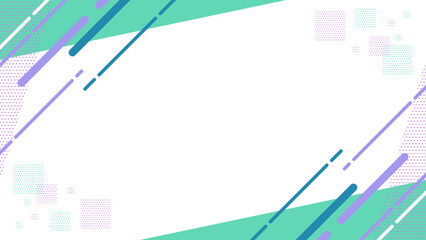 抽象的な幾何学模様のフレーム素材 背景素材 16:9サイズ ベクター 水色 紫 ターコイズブルー