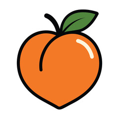 Peach fruit with a leaf icon