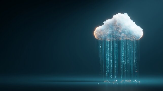 Digitalisierung - digitale Cloud l&auml;sst Daten,Zahlencodes und Programmiercode regnen