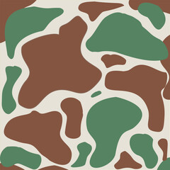 Seamless camouflage pattern in brown, green, and beige tones, military-style texture suitable for fashion, background, fabric, and army design elements.