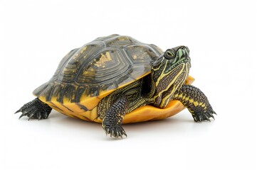 Obraz premium Freshwater carnivorous turtle Platysternon megacephalum isolated on a white backdrop