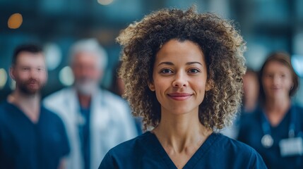 Professional Healthcare Leadership Scene Showing Doctor with Colleagues in Hospital