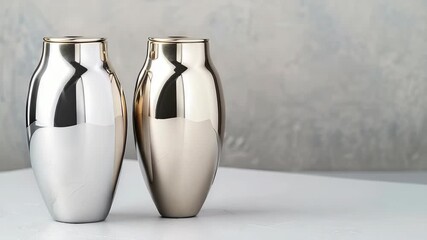 Two stunning metallic vases shine in contrasting finishes, perfect for elevating interior aesthetics in any living space