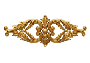Elegant Gold Filigree Ornament Baroque Design Element isolated on transparent background