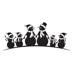 Snowman Family Silhouette Vector Illustration