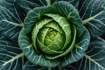 Obraz premium Brassica oleracea var. capitata: A leafy vegetable from the Brassicaceae family with a compact, spherical or oval form
