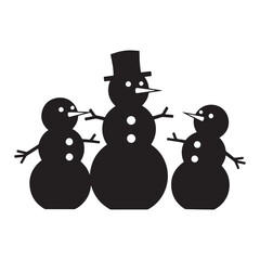 Snowman Family Silhouette Vector Illustration