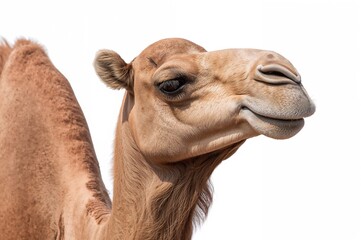Obraz premium Lonely Camel Standing Against a White Backdrop
