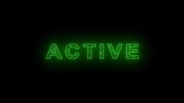 Glowing neon Active text sky and pink color saber animation on black background.
