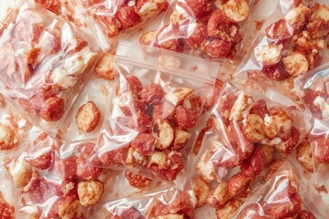 Numerous tiny single-use plastic resealable bags