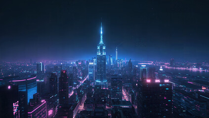 Neon Cyberpunk Cityscape at Night