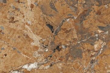 Fototapeta premium Glossy Marble Texture in Rustic Brown Beige for Interior and Exterior Decoration, High Resolution Crystal Clear Stone Slab Background for Wall and Floor Tiles