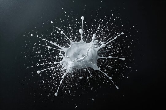 Digital illustration of abstract white splashes on a black background.
