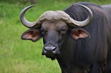 Irritated appearance of a big wild buffalo female