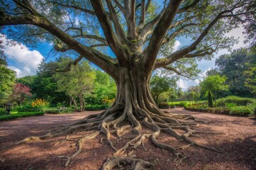 Fototapeta premium Massive Tree Spreading Its Roots Across the Earth