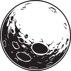 Cratered Moon Black and White Lunar Surface Design © Akash