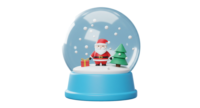 Santa claus snow globe christmas tree gift winter holiday festive season decoration ornament celebration on transparent background