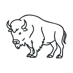 American bison outline for nature themed design or educational content. Vector line illustration