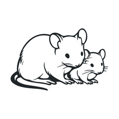 Obraz premium Cute mice family showcasing love and togetherness in nature. Vector hand drawn illustration