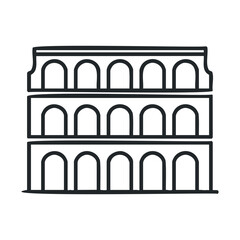 Fototapeta premium Architectural design of a historical monument with arches. Vector line illustration