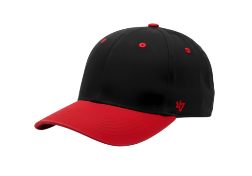 Licensed Baseball Cap: Black and Red Design, Athletic Headwear, Sports Apparel, Fashion Accessory isolated on transparent background