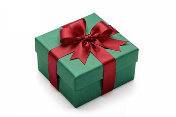 Obraz premium Red and green present adorned with a bow and ribbon on a plain background