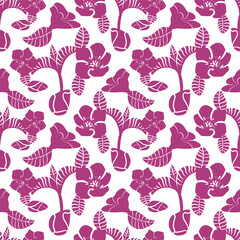 Hand-Painted Purple Allamanda Floral Pattern and Background for Fabric, Gift Wrap, Home Decor, Clothing, Notebook Covers, Tote Bags, and More