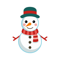 vector snowman with broom