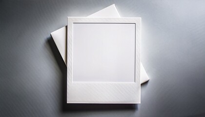 classic white instant photo frame with a blank center and subtle diagonal texture