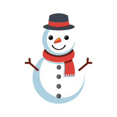 vector snowman with broom