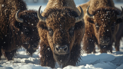 Buffalo in snow
