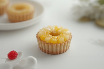 Small Pineapple Pastry for Festive Celebrations - Sweet Treat Close-up with Blurred Background