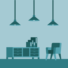 modern interior design of a reading room flat illustration design