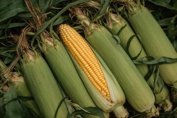 Abundant maize featuring lush green stalks