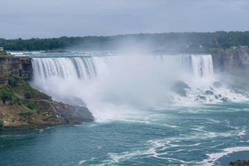Waterfall wonder with mist and natural beauty, perfect for tourism