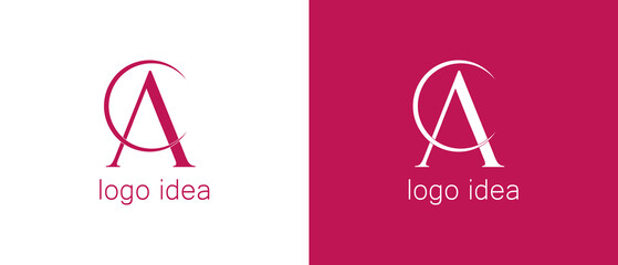 Minimalist fashion logo design with letters A and C, modern clothing brand corporate identity, monogram in white and pink color, stylish typography symbol for clothing, street fashion and boutiques.