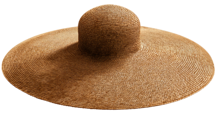 Wide-brimmed straw sun hat, light brown